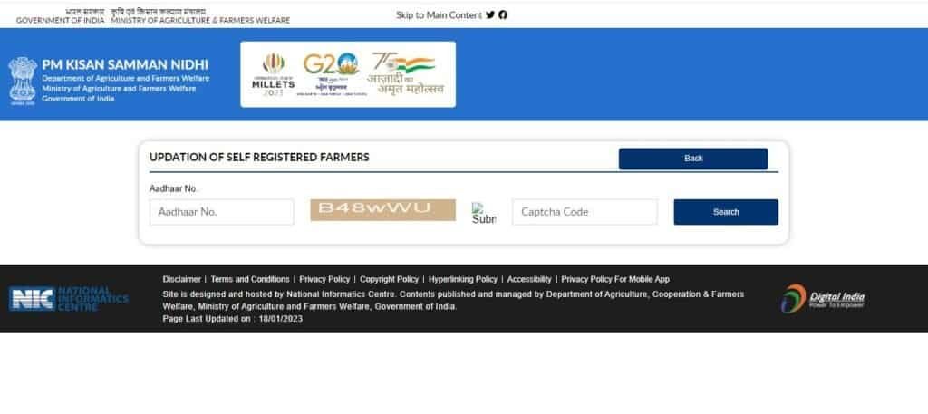 CLICK UPDATION OF SELF REGISTERED FARMERS 
