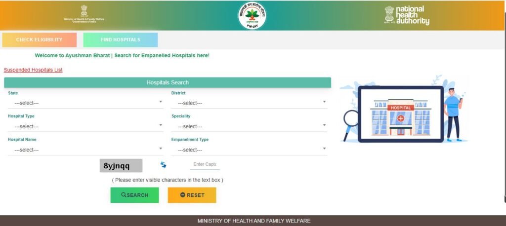 Click Find Hospital Option 