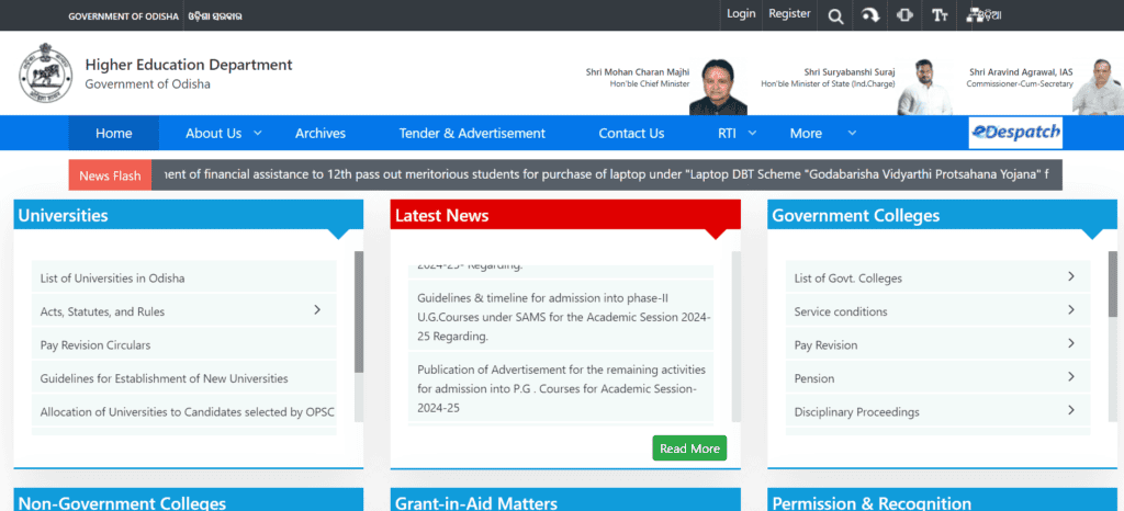 www.dhe.odisha.gov.in Laptop Distribution Portal