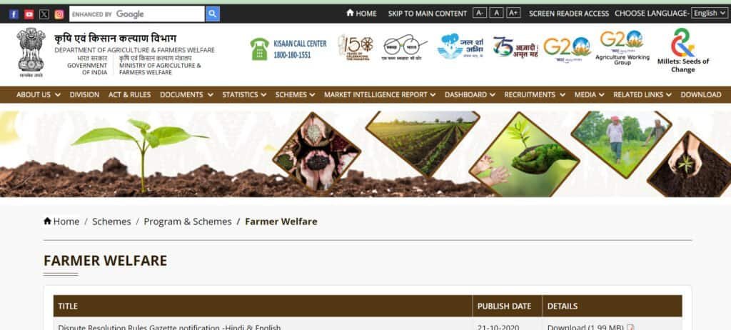 Farmer Welfare Schemes