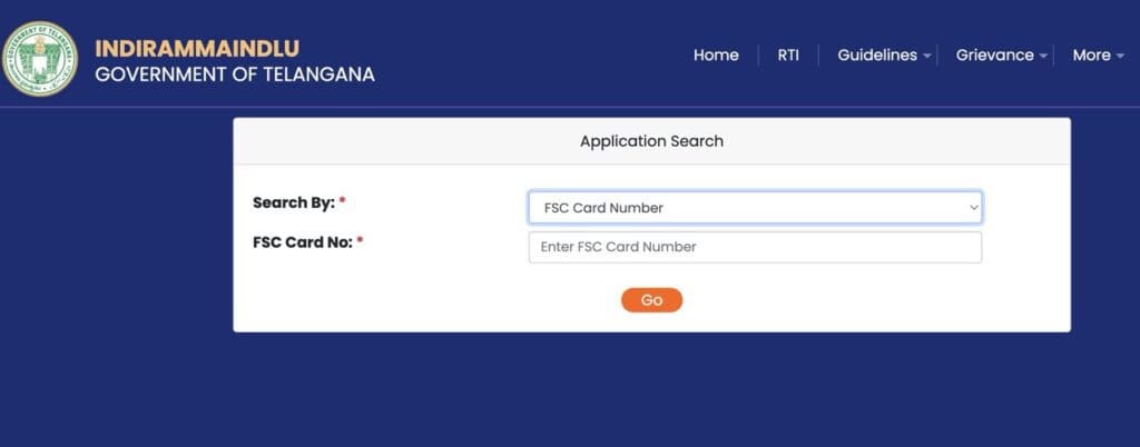 Search Indiramma Illu Sanction List by Ration Card No